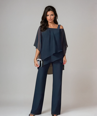 Mariella™ Two-Piece Layered Set | Relaxed Elegant Co-Ord Set - Navy Blue