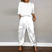 Elly | Casual Women's Two-Piece Set - White