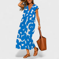 Valery™ | Flowing V-Neck Dress - Blue