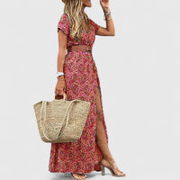 Lorraine | Stylish Women Boho Maxi Dress - Deep Red