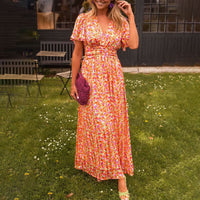 Freyja™ | Classic Women V-Neck Dress - Orange