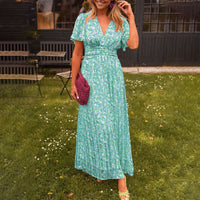 Freyja™ | Classic Women V-Neck Dress - Green
