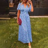 Freyja™ | Classic Women V-Neck Dress - Blue