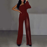 Ally™ One-Shoulder Flared Short Romper | Stylish Summer Romper - Red