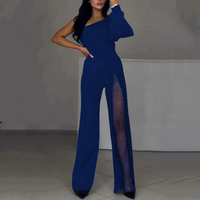 Ally™ One-Shoulder Flared Short Romper | Stylish Summer Romper - Blue