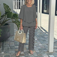 Wenda™ Effortless Two-Piece Set | Relaxed Top and Wide-Leg Trousers - Grey