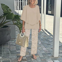 Wenda™ Effortless Two-Piece Set | Relaxed Top and Wide-Leg Trousers - Khaki
