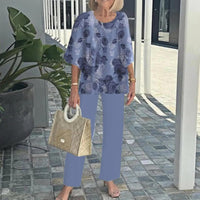 Wenda™ Effortless Two-Piece Set | Relaxed Top and Wide-Leg Trousers - Purple