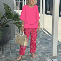 Wenda™ Effortless Two-Piece Set | Relaxed Top and Wide-Leg Trousers - Pink