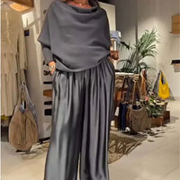 Georgina™ Elegant Off-Shoulder Set | Modern Sophistication with an Impeccable Drape - Grey