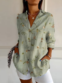 MELODIE™ – Elegant Floral Button Shirt - Green