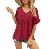 ARDELLA™ - Easygoing Casual Loose Fit Top - Burgundy