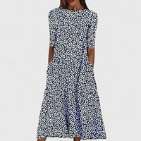 Sarah | Elegant Midi Dress - Dark Blue
