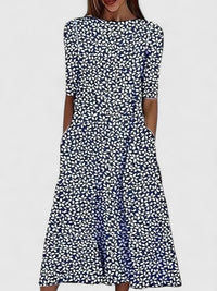 Karelieth | Sophisticated Midi Dress - Dark Blue